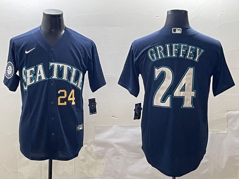 Men Seattle Mariners 24 Griffey Blue Game 2025 Nike MLB Jersey style 4